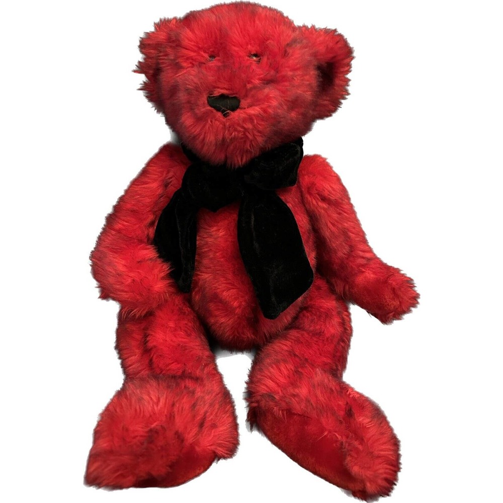 Valentine's Day‎ Teddy Bear Plush 18" Stuffed Animal Black Velvet Ribbon Heart